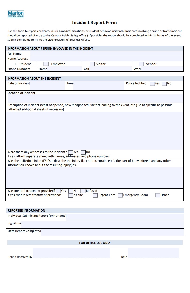 Incident Report Example → Free Report Examples