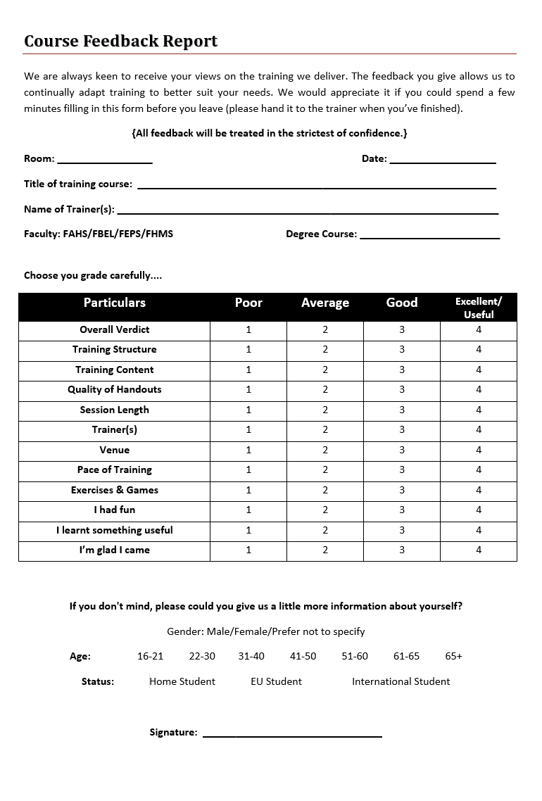 Feedback Report Example → Free Report Examples