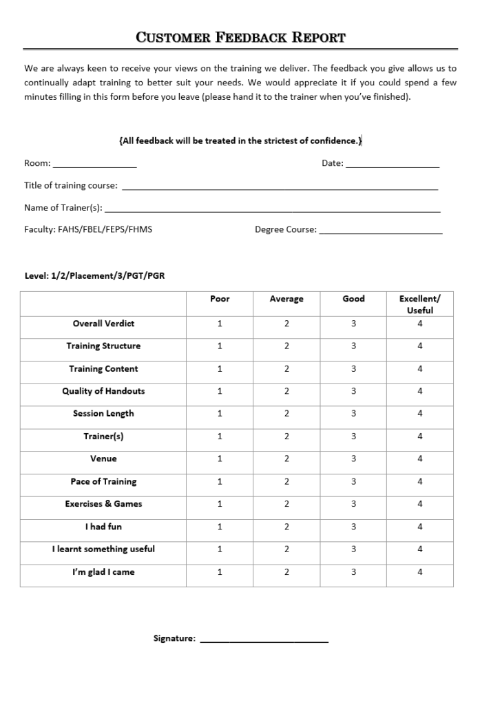 Customer Feedback Report Example