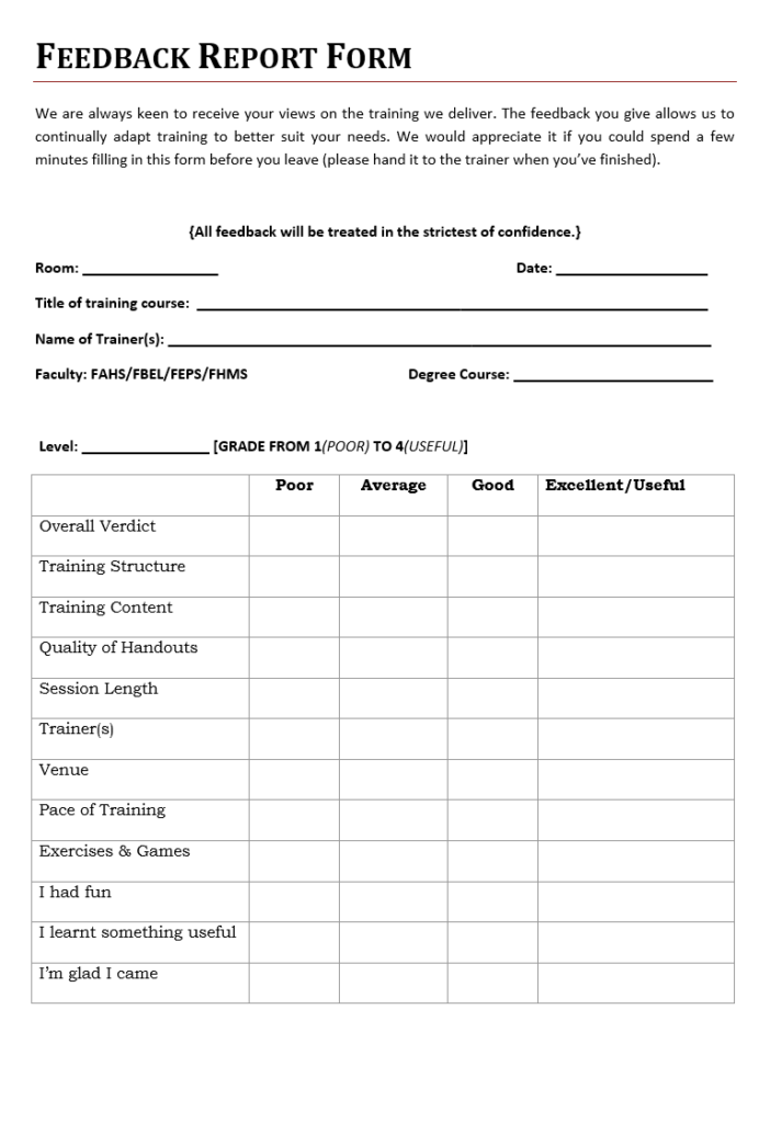 Free Feedback Report Form