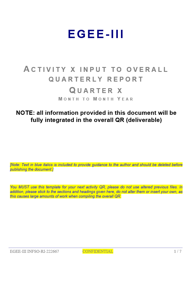 Quarterly Activity Report Example