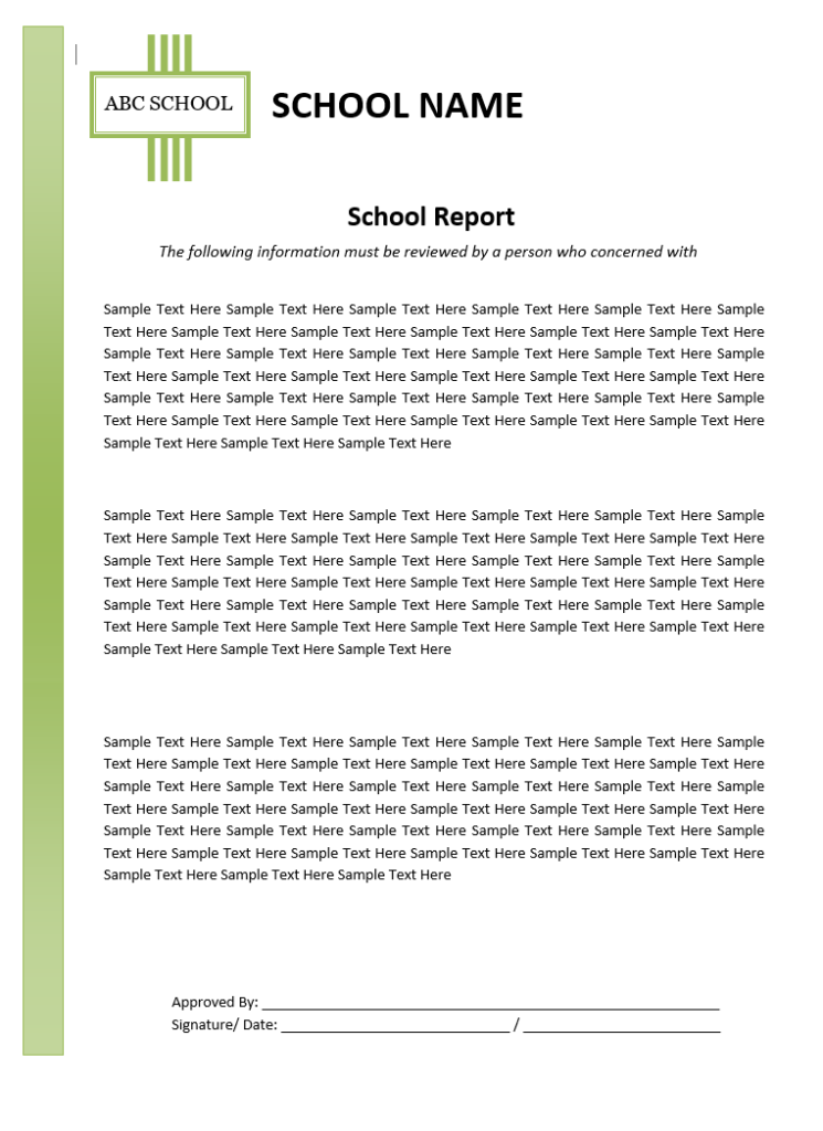 School Report Template