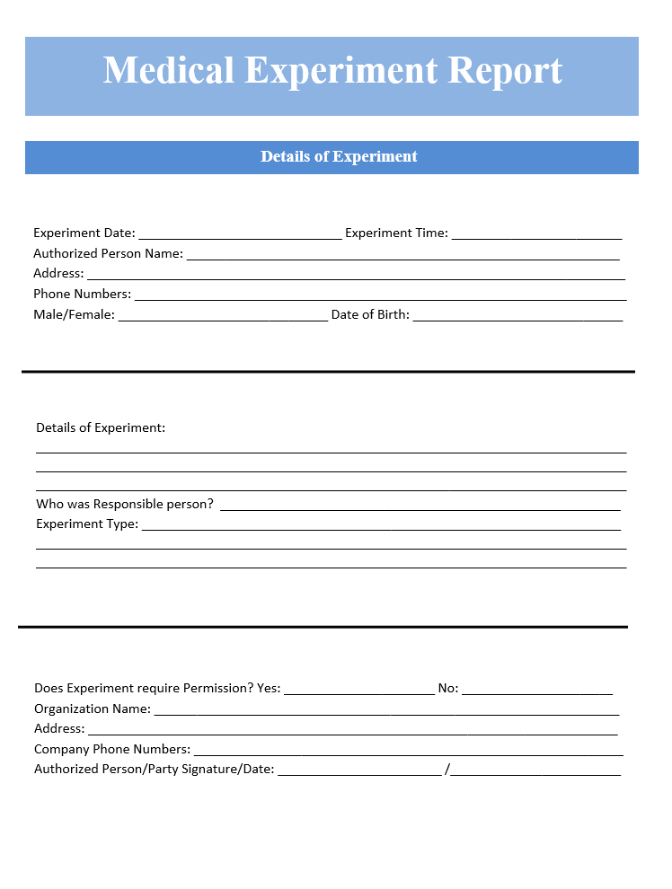 Medical Experiment Report Example