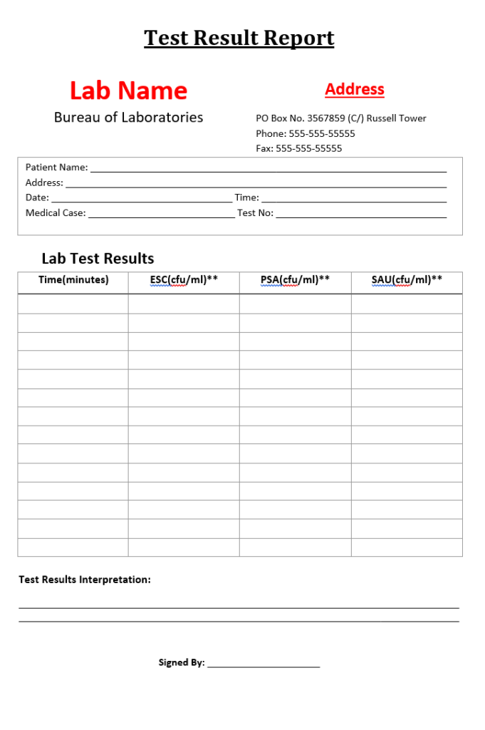 Test Result Report Template