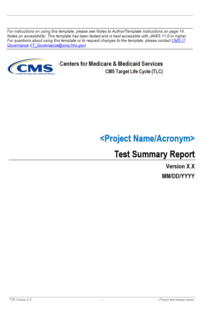 Test Summary Report Template